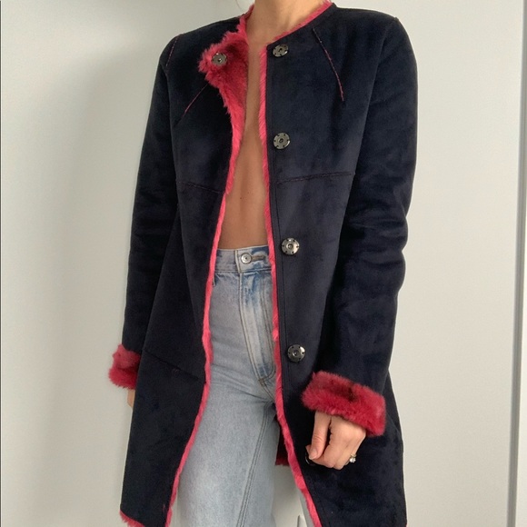 Save The Queen Eco Shearling Jacket Black Small - Picture 3 of 14